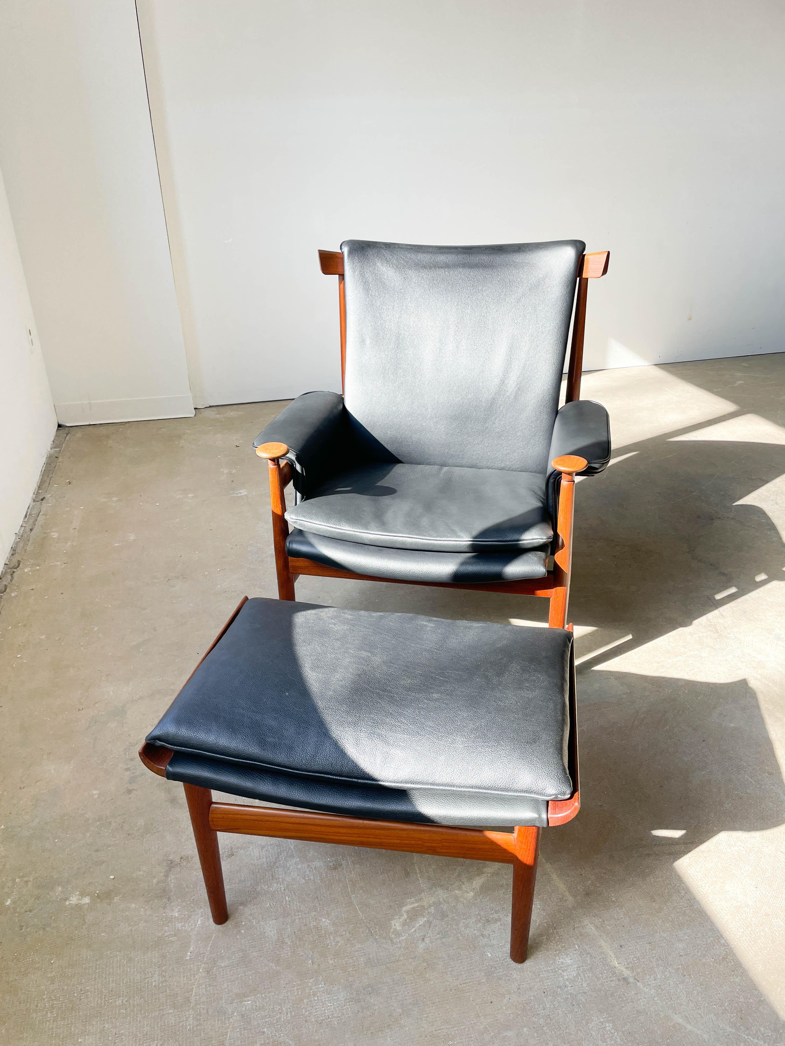 Finn Juhl Teak Bwana Lounge Chair and Ottoman In Good Condition In Kalamazoo, MI