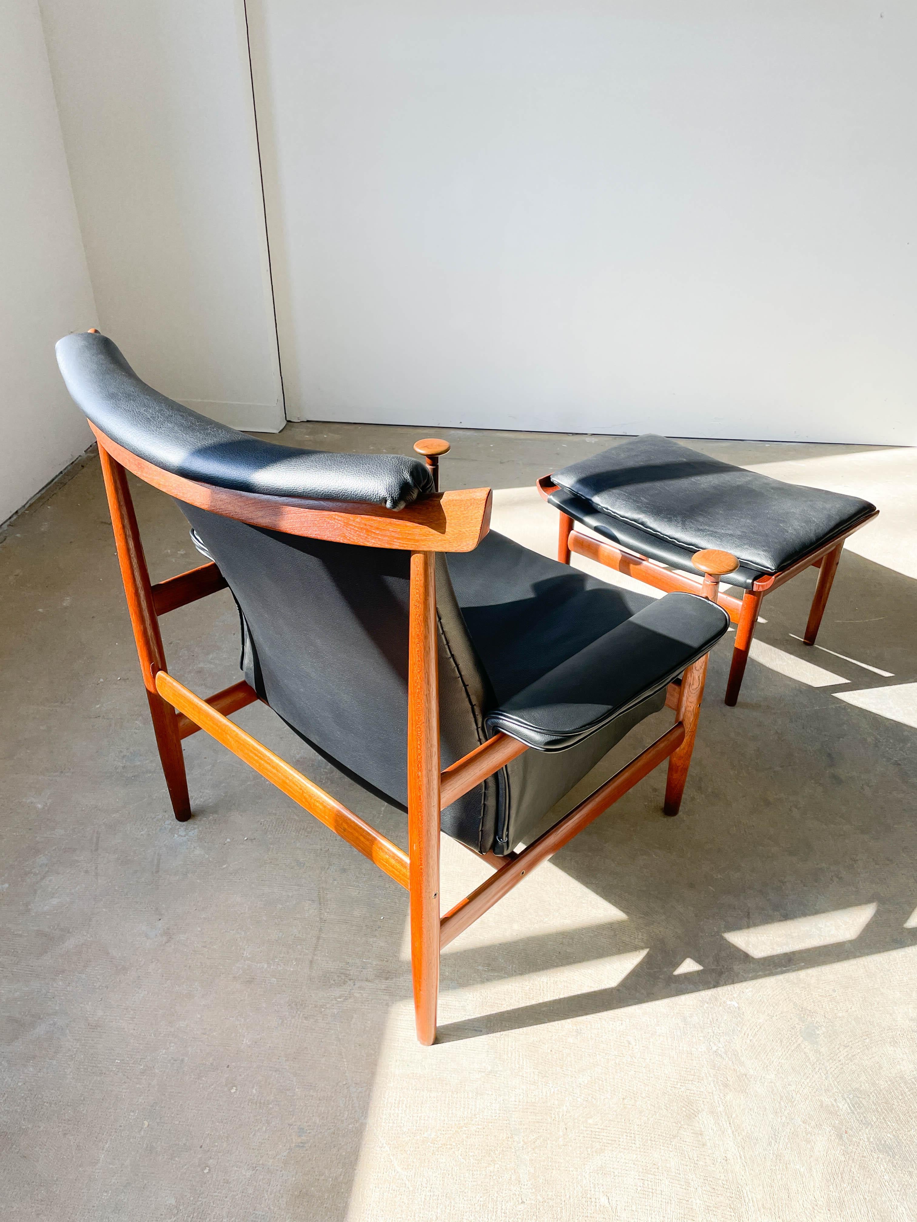 20th Century Finn Juhl Teak Bwana Lounge Chair and Ottoman