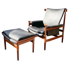 Finn Juhl Teak Bwana Lounge Chair and Ottoman