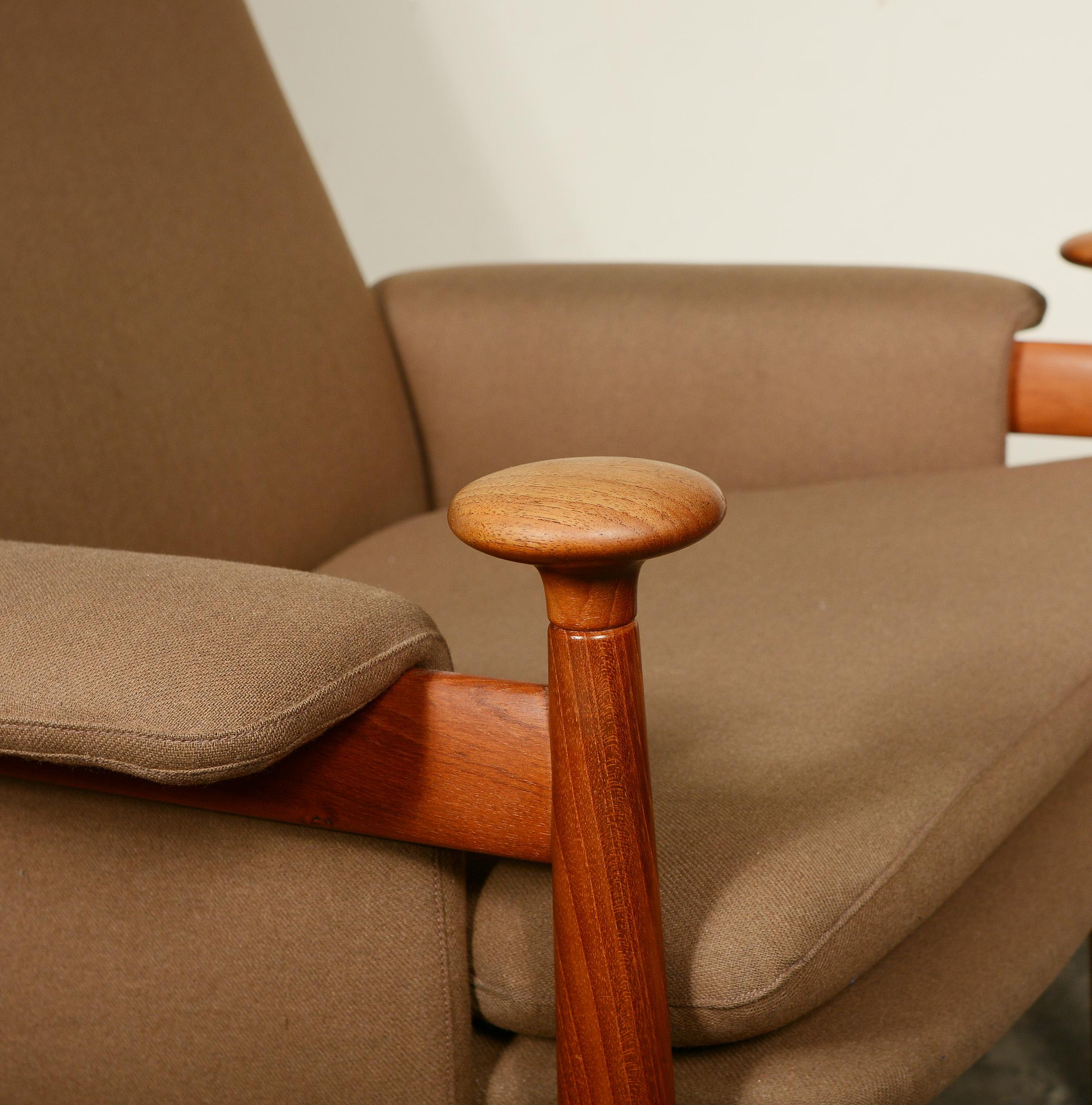 Mid-20th Century Finn Juhl Teak Bwana Lounge Chair for France and Son