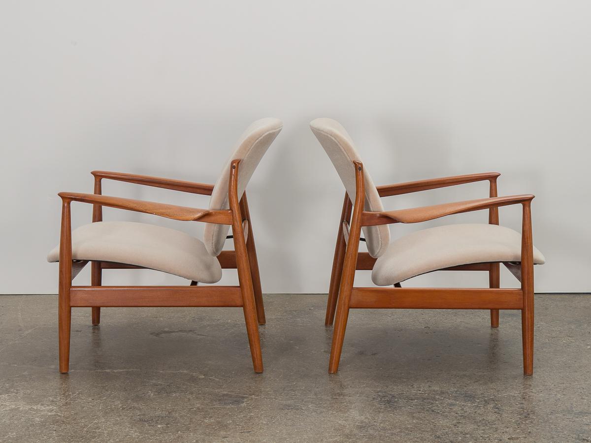 Danish Finn Juhl Teak FD-136 Lounge Chairs
