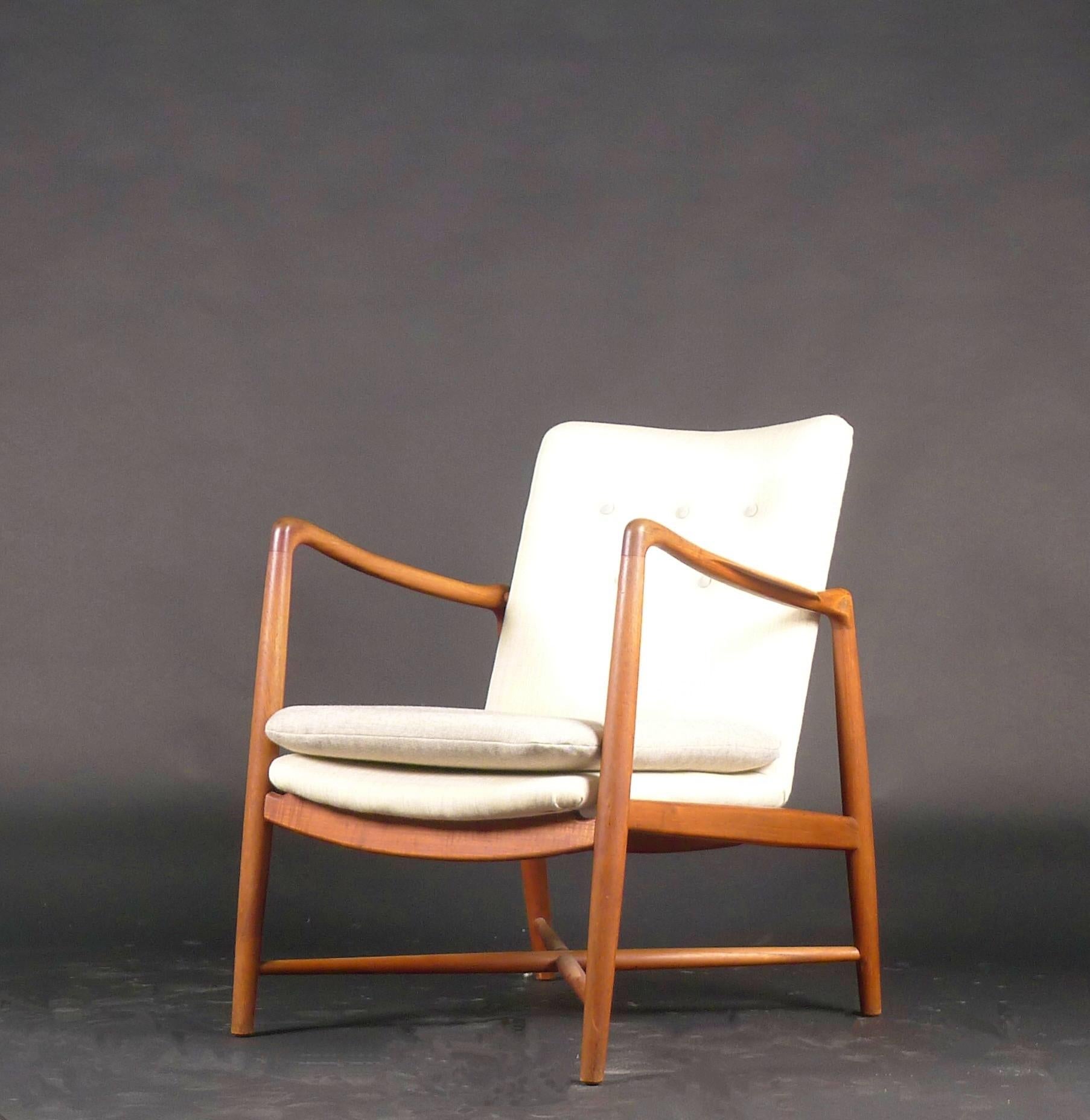 Danish Finn Juhl, Teak Fireplace Chair, Model BO59, designed 1946 for Bovirke, Denmark For Sale