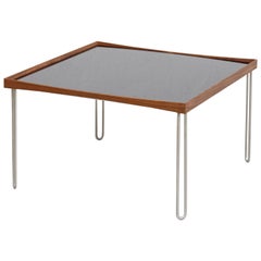 Finn Juhl Tray Table, Wood, High Gloss Black and White Laminate and Steel