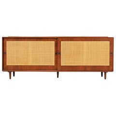 Vintage Finn Juhl Walnut and Cane Front Credenza for Baker