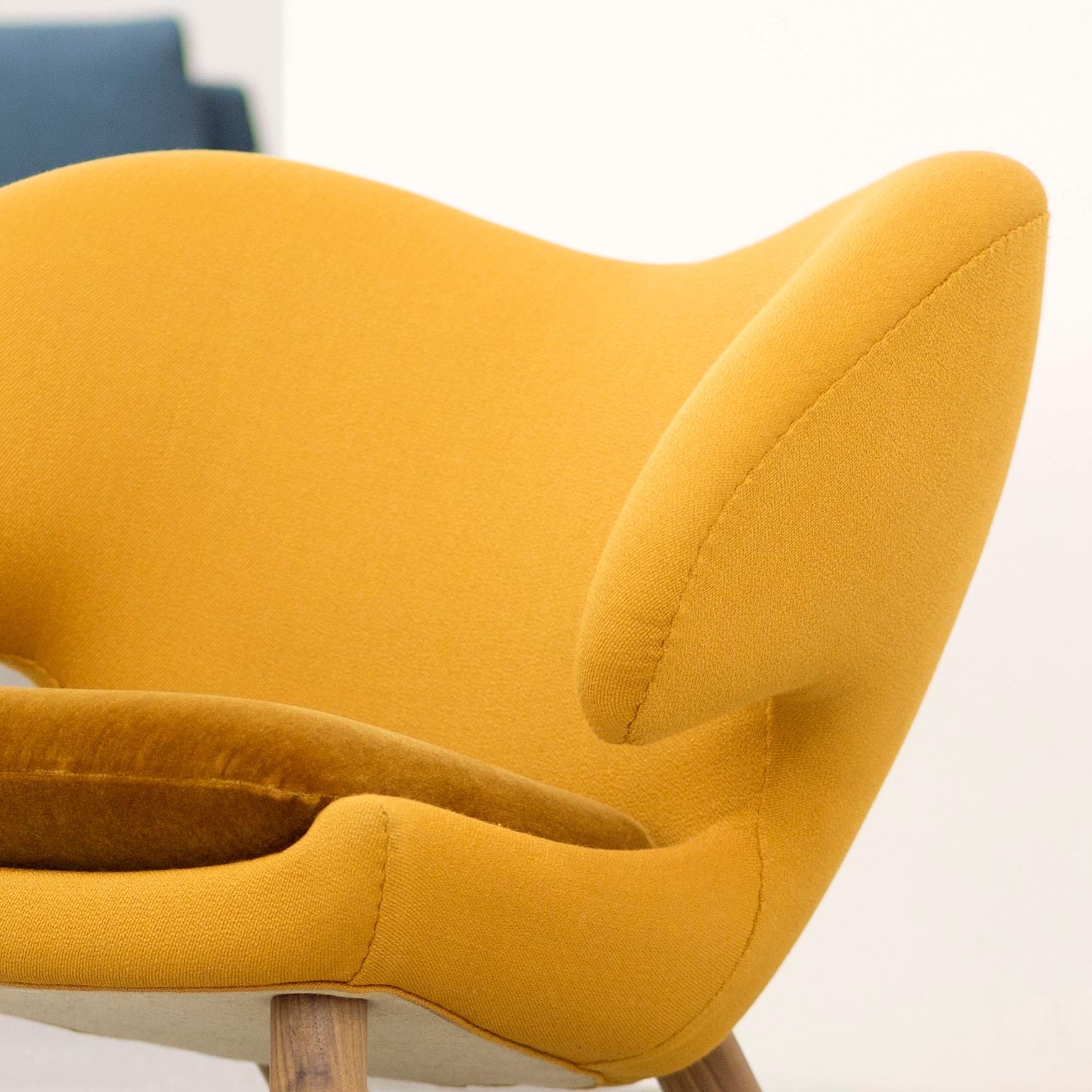 Modern Finn Juhl Yellow Pelican Chair, Fabric and Wood