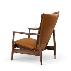 Finn Juhl's Extravagant Leather and Walnut Wood Whisky Arm Chair