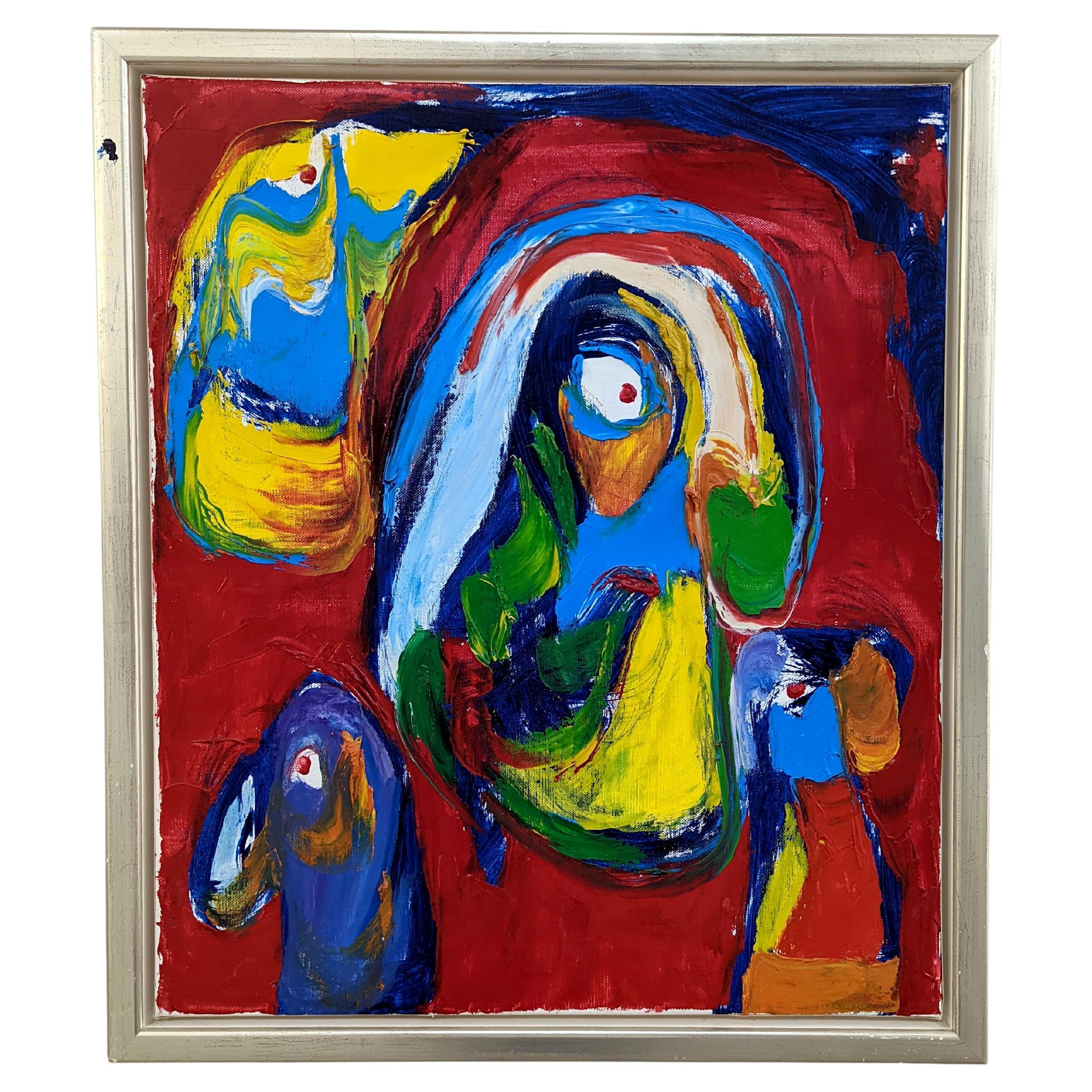 Finn Pedersen Abstract Expressionist Oil Painting on Canvas, 1990s