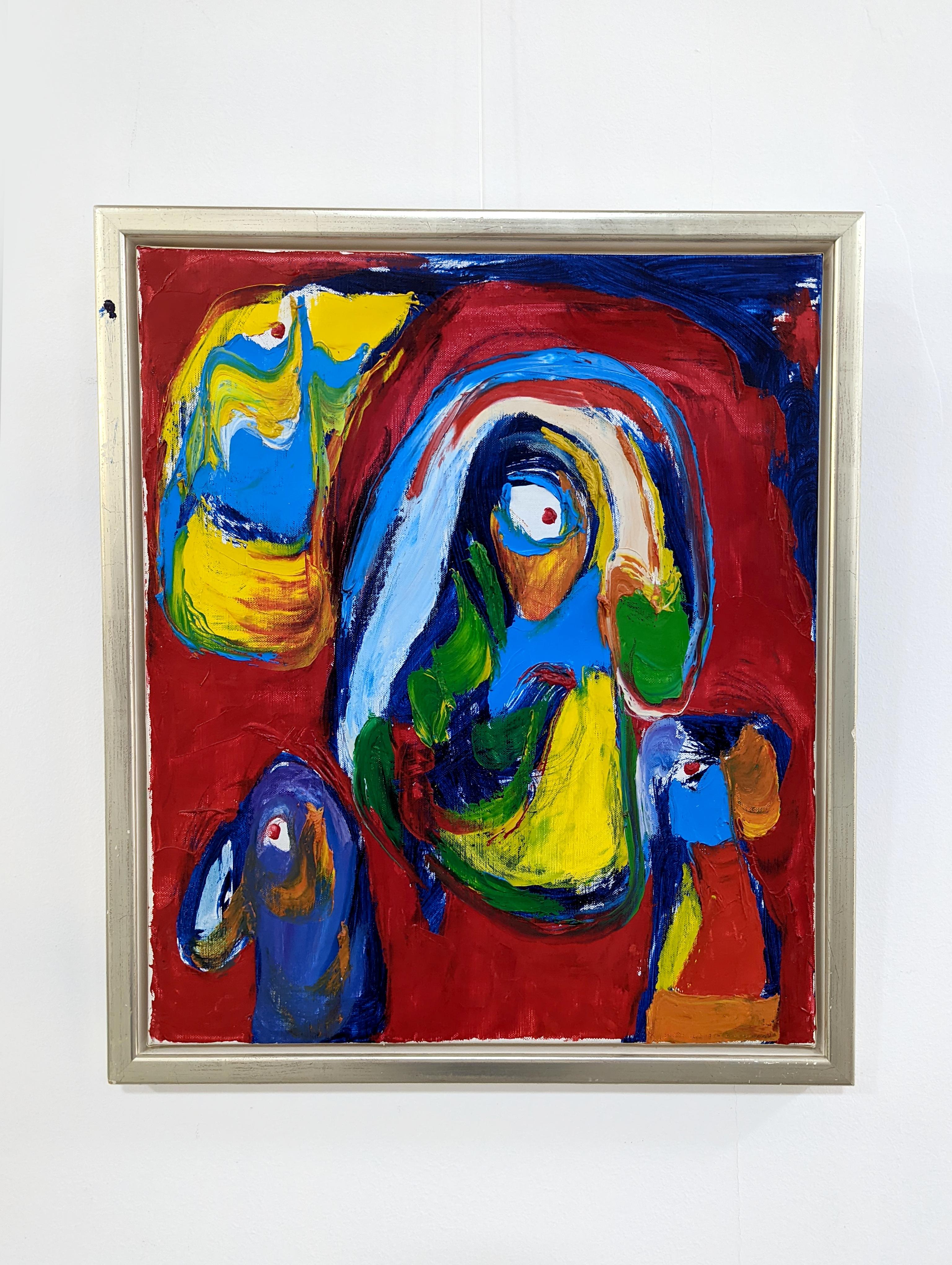 Wonderful work of the Danish artist Finn Pedersen (1944-2014) , born in 1944 in Bornholm. In 1966, he exhibited with artists from the CoBrA group such as Asger Jorn and Karel Appel. His work is clearly influenced by the informal painting style of