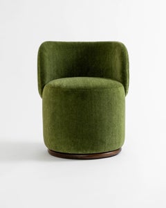 Finn Runder Esstisch-Drehstuhl von Parc, Pierre Frey Teddy Mohair, Custom COM