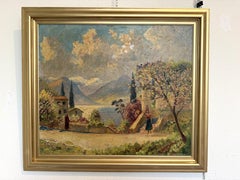 Dipinto a olio d'epoca raffigurante un paesaggio dell'artista danese Finn Wennerwald (1896–1969)
