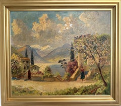 Dipinto a olio d'epoca raffigurante un paesaggio dell'artista danese Finn Wennerwald (1896–1969)