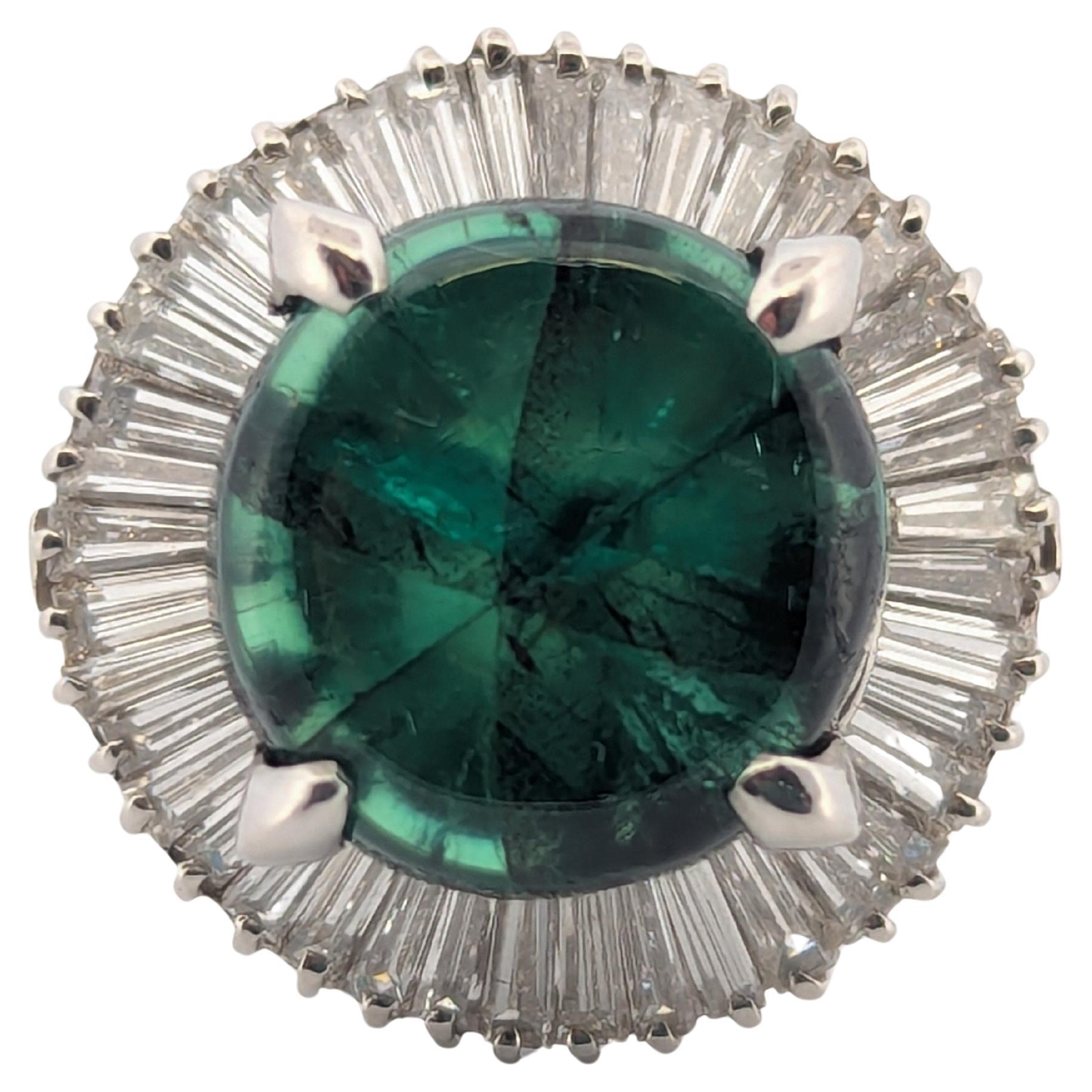 Finna  Bague en platine avec émeraude Trapiche de 6,57 ct et diamants naturels de 2,10 ct en vente