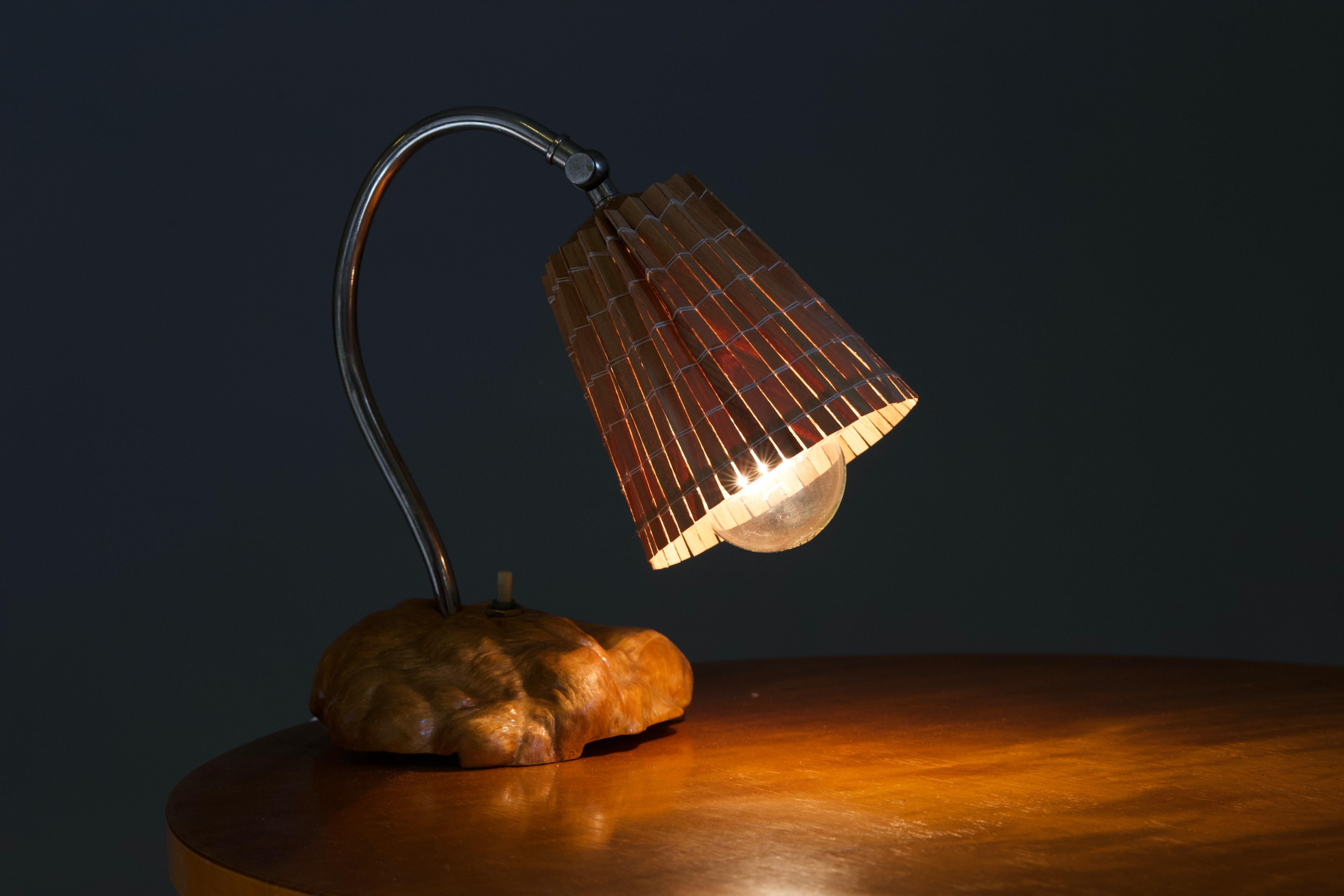 Finnish 1930/40's burl wood table lamp 4