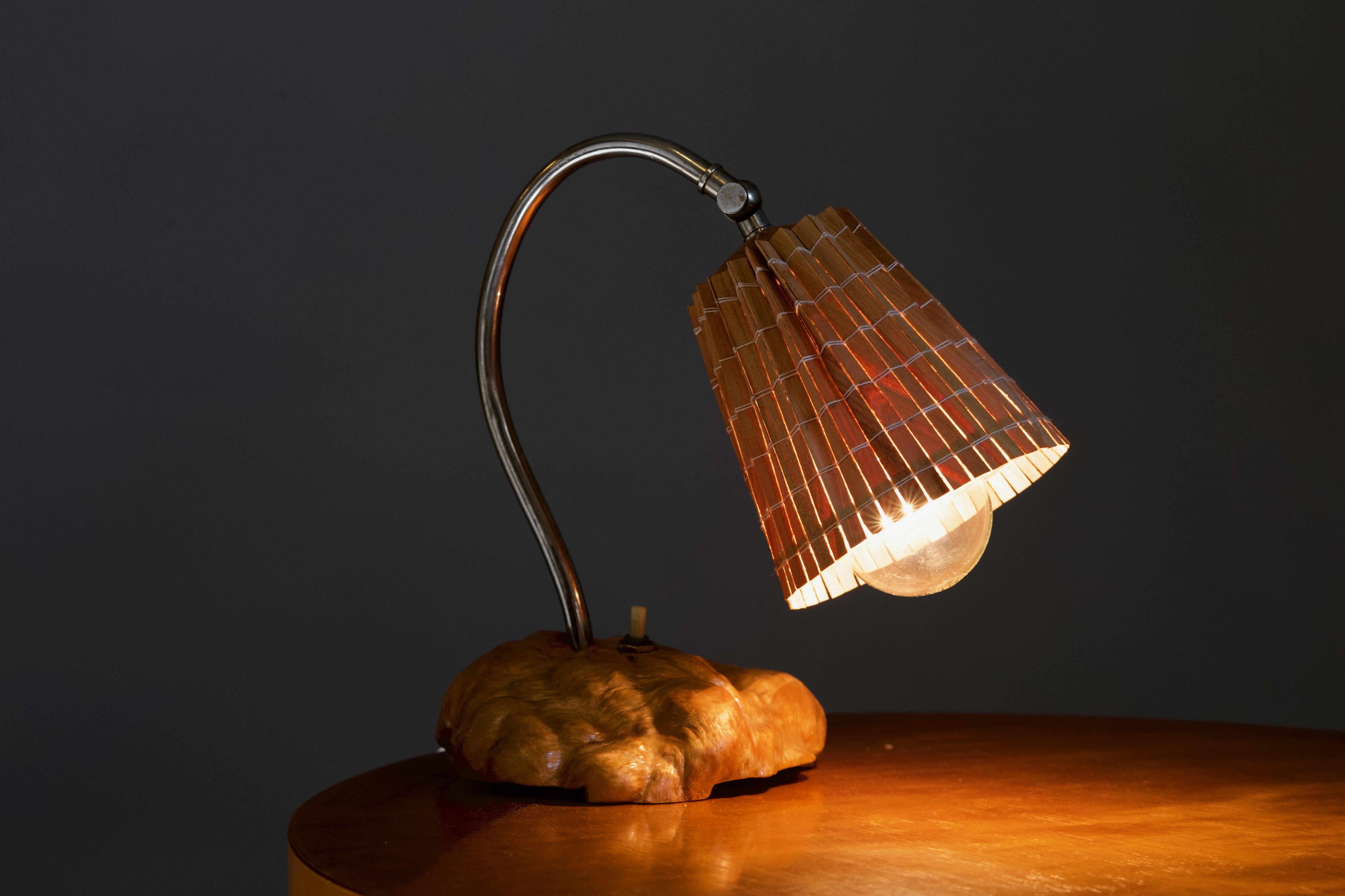 Finnish 1930/40's burl wood table lamp 5