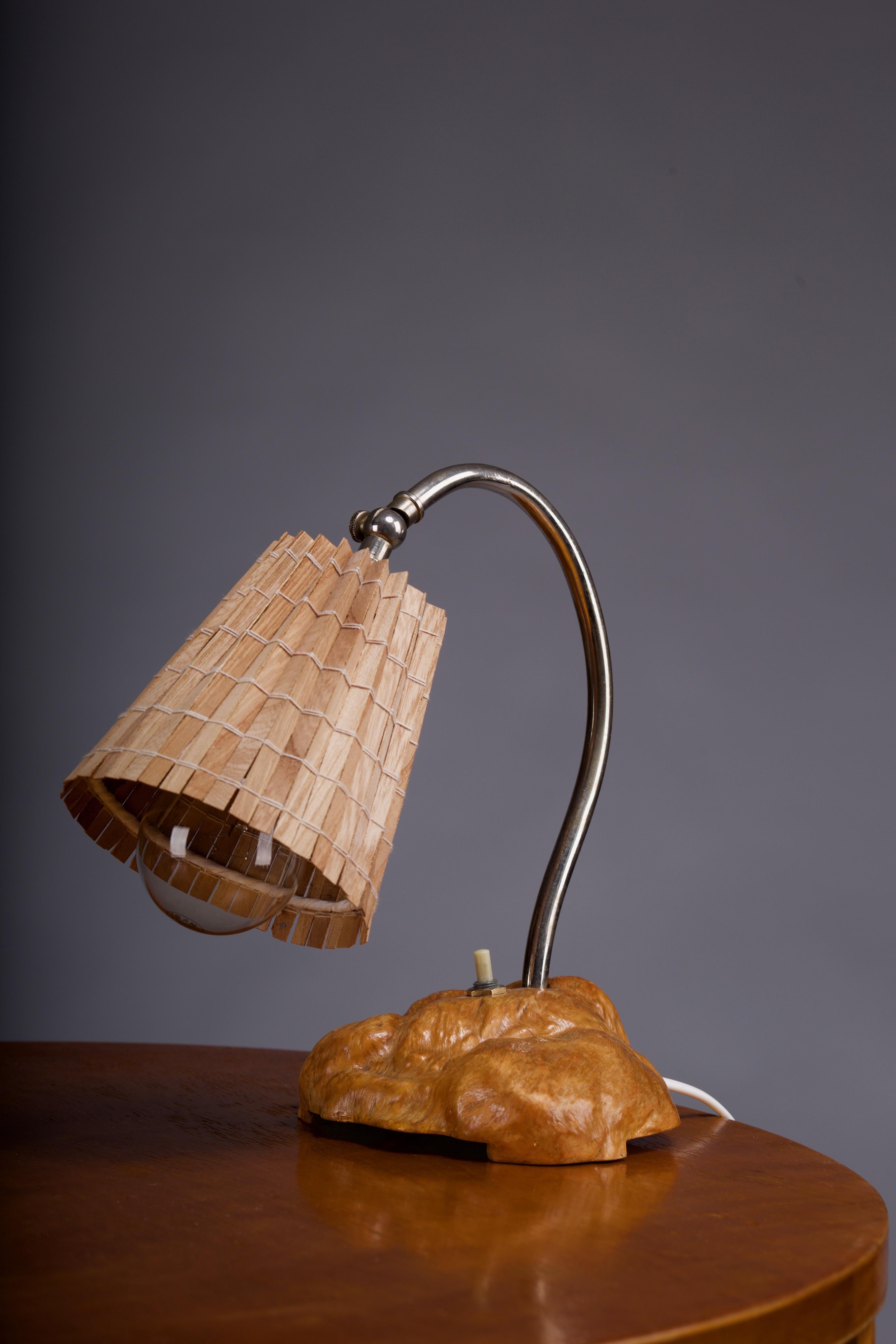 20th Century Finnish 1930/40's burl wood table lamp