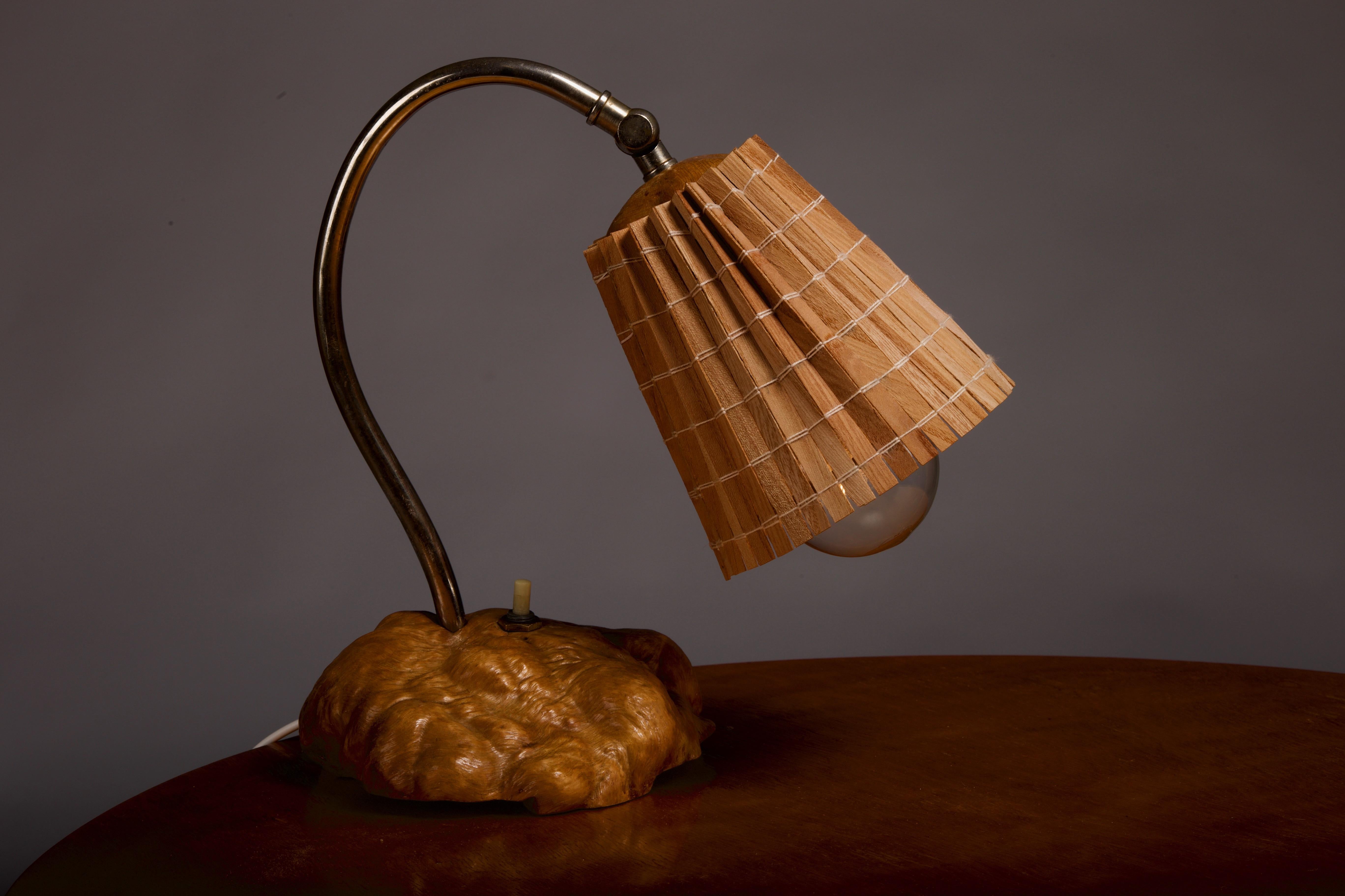 Metal Finnish 1930/40's burl wood table lamp
