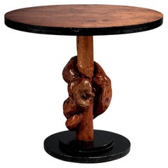 Antique Finnish 1930/40's unique side table with a wooden burl leg