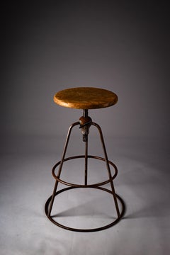 Finnish 1930s industrial adjustable swivel stool