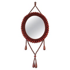 Finnish 1960s Aarikka Style Wooden Beads Wall Mirror