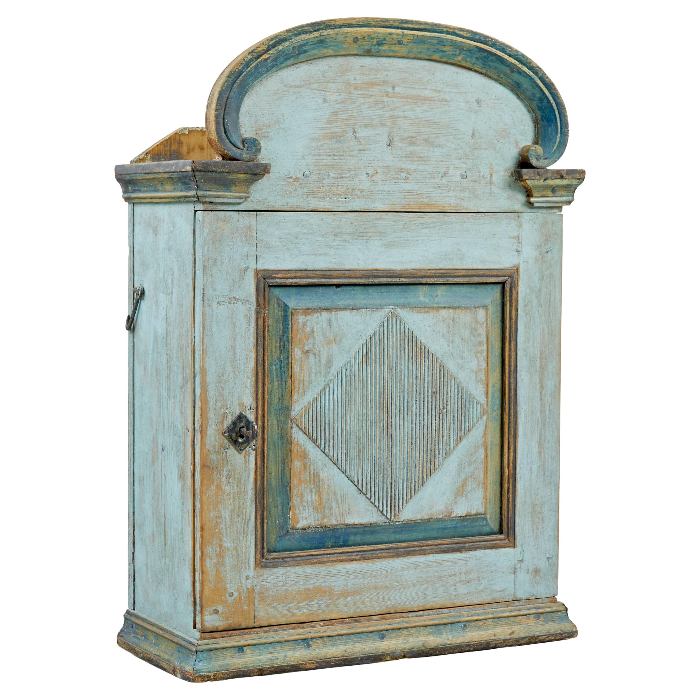 Finnish 19th century painted pine wall cupboard