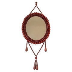 Finnischer Wandspiegel aus Holz mit Perlen im Aarikka-Stil der 1960er Jahre