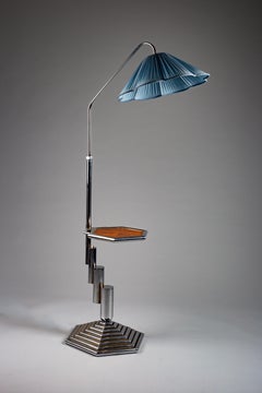 Finnish Anonymous Functionalist Chrome Floor Lamp with a Table