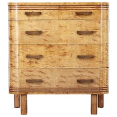 Antique Finnish Art Deco Birch Chest of Drawers