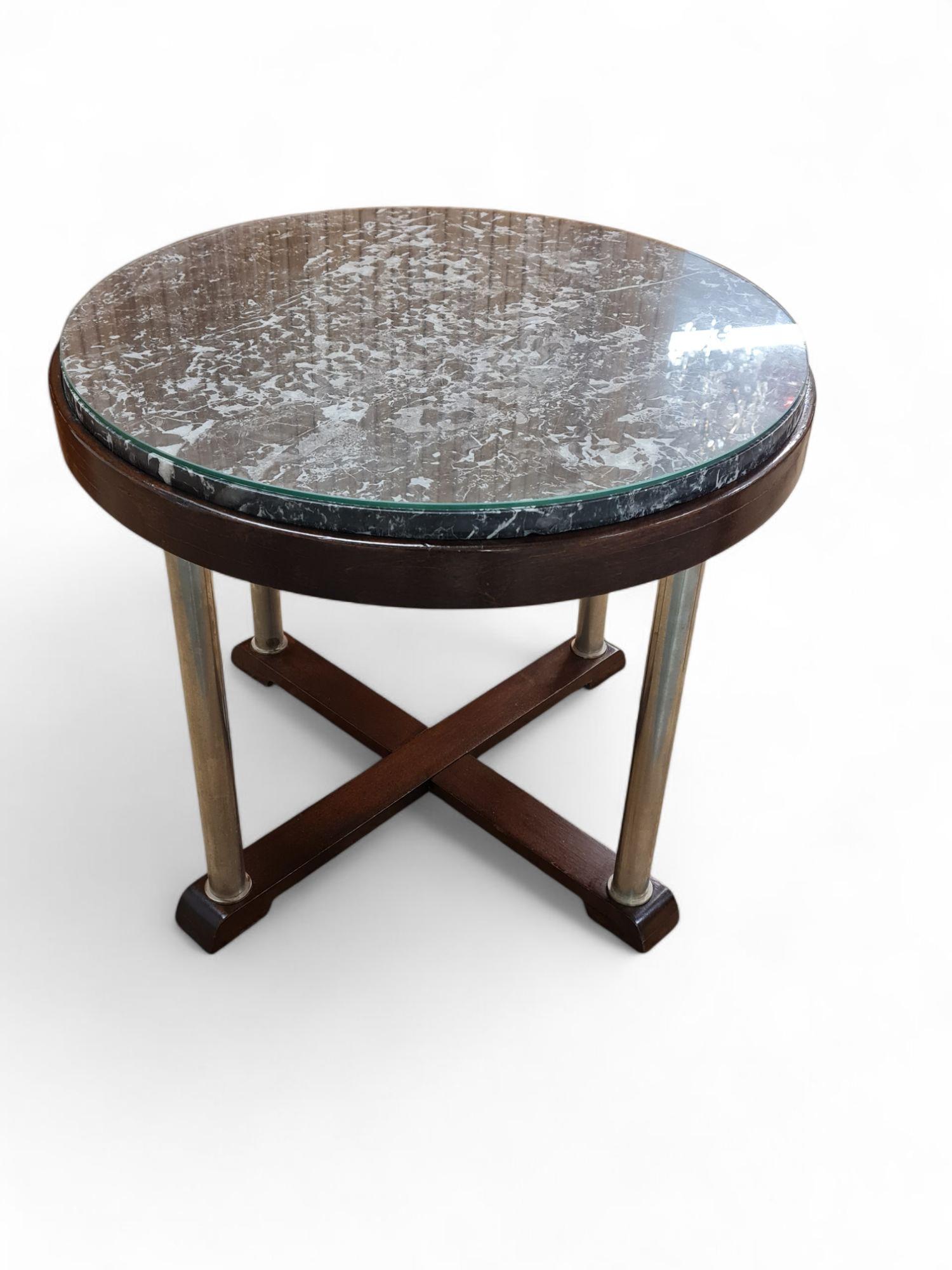 Finnish Art Deco Entrance / Center Table in Oak & Marble, Circa 1930s For Sale 1