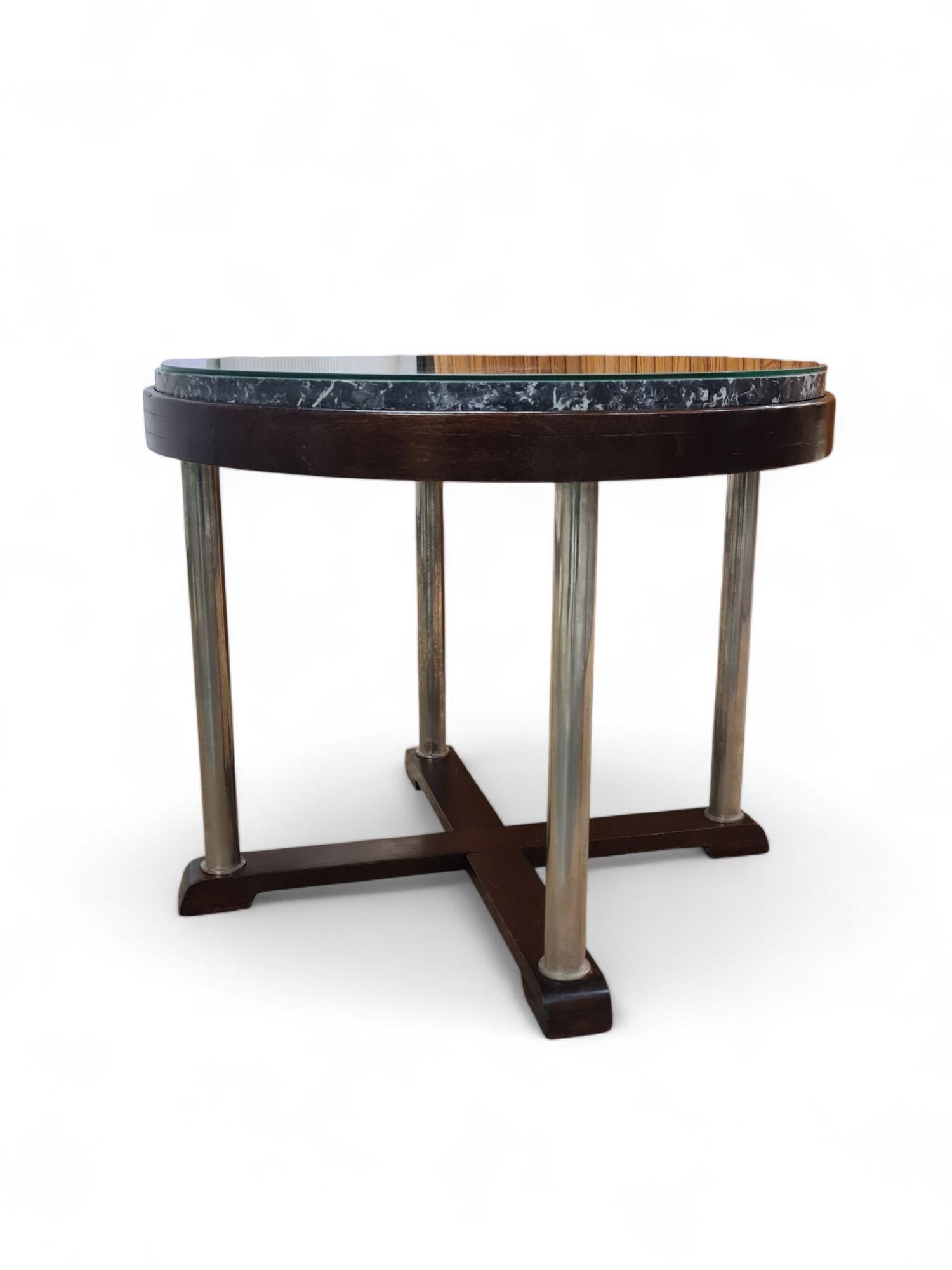 Finnish Art Deco Entrance / Center Table in Oak & Marble, Circa 1930s For Sale 2