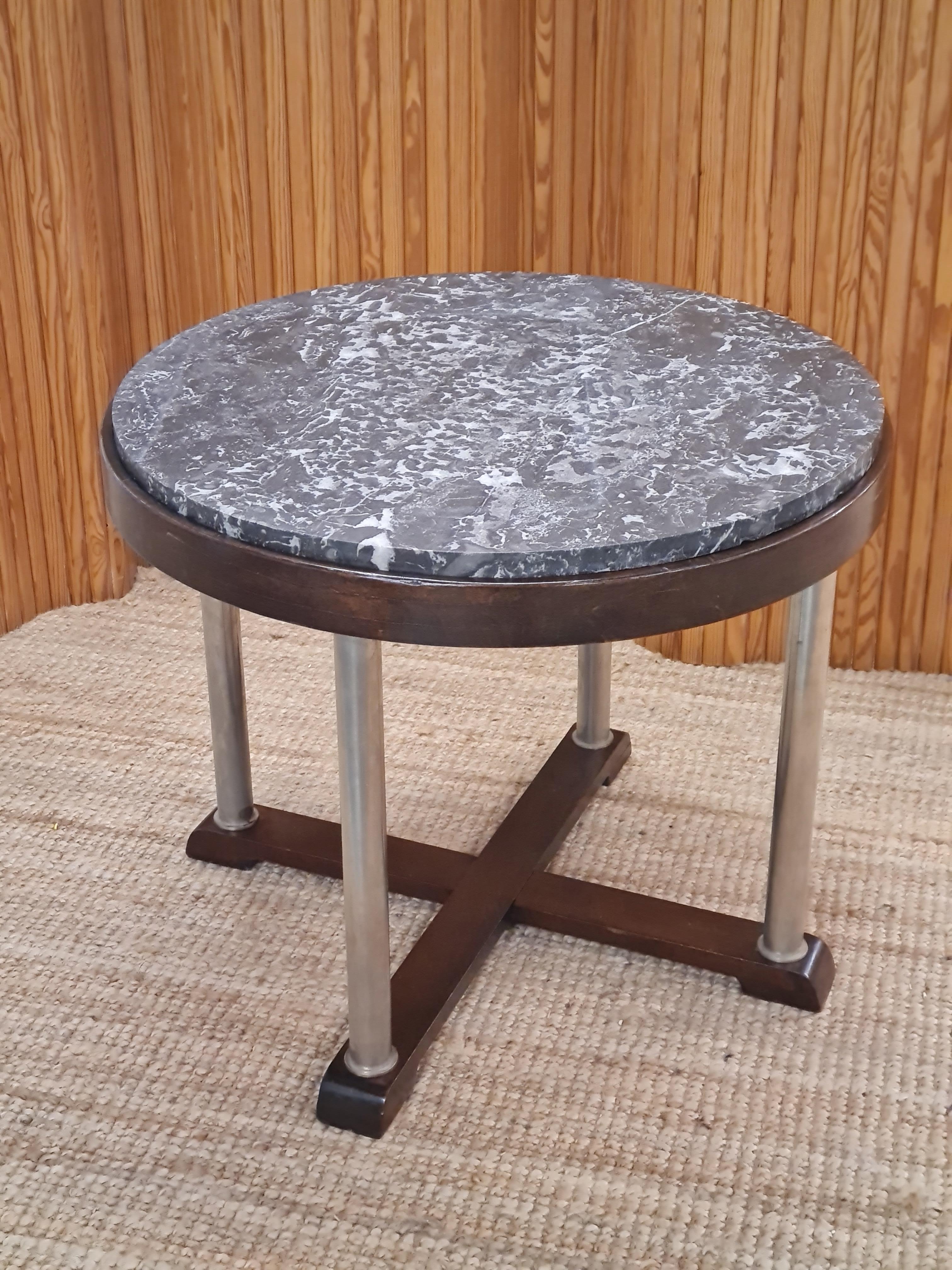 Finnish Art Deco Entrance / Center Table in Oak & Marble, Circa 1930s For Sale 3