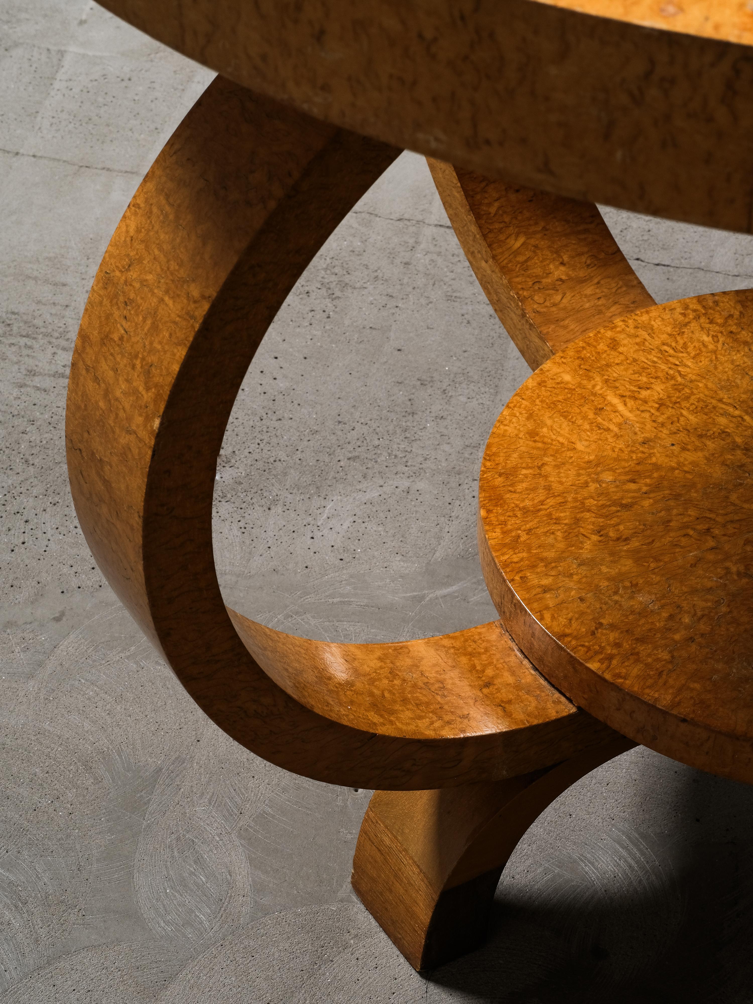 Table basse ronde en bois de bourgogne, art déco finlandais, années 1930 en vente 8