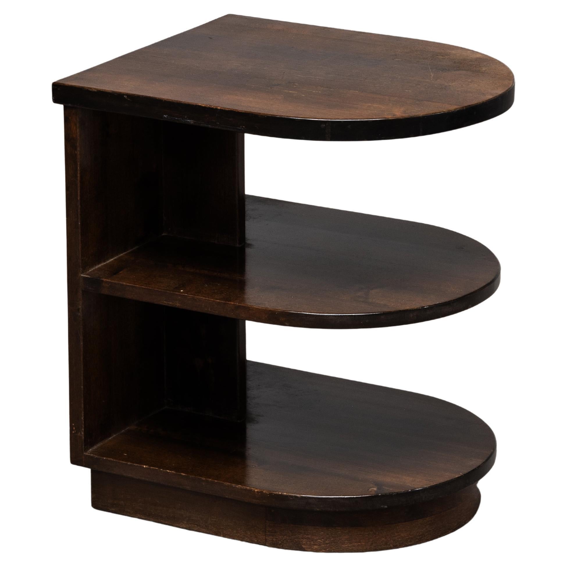 Finnish Art Deco Three-Tiered Side Table in Dark-Stained Birch, 1930s