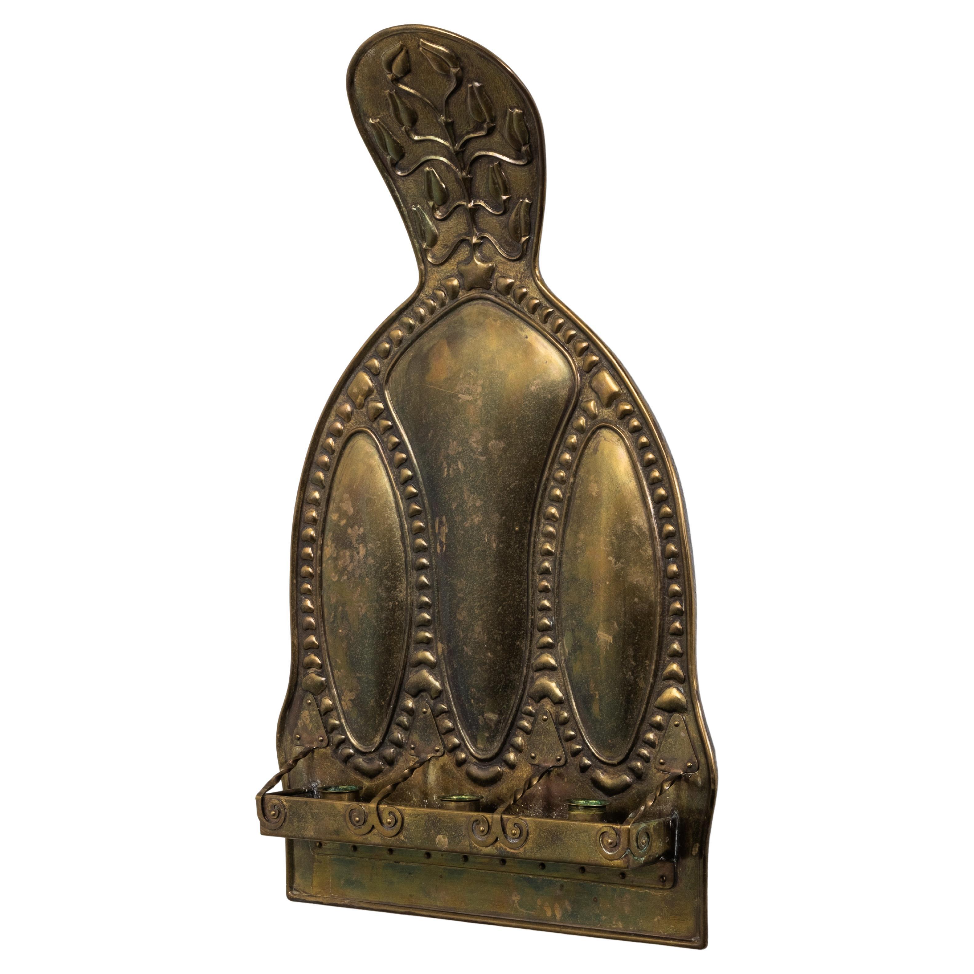 Lámpara de pared Art Nouveau finlandesa de latón, principios del siglo XX en venta