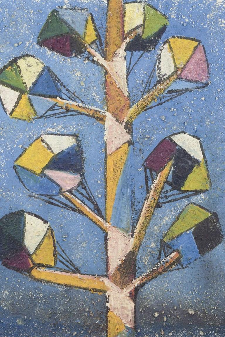 Modern Finnish artist. Oil on canvas. Motif of a tree in cubist style. 1960s For Sale