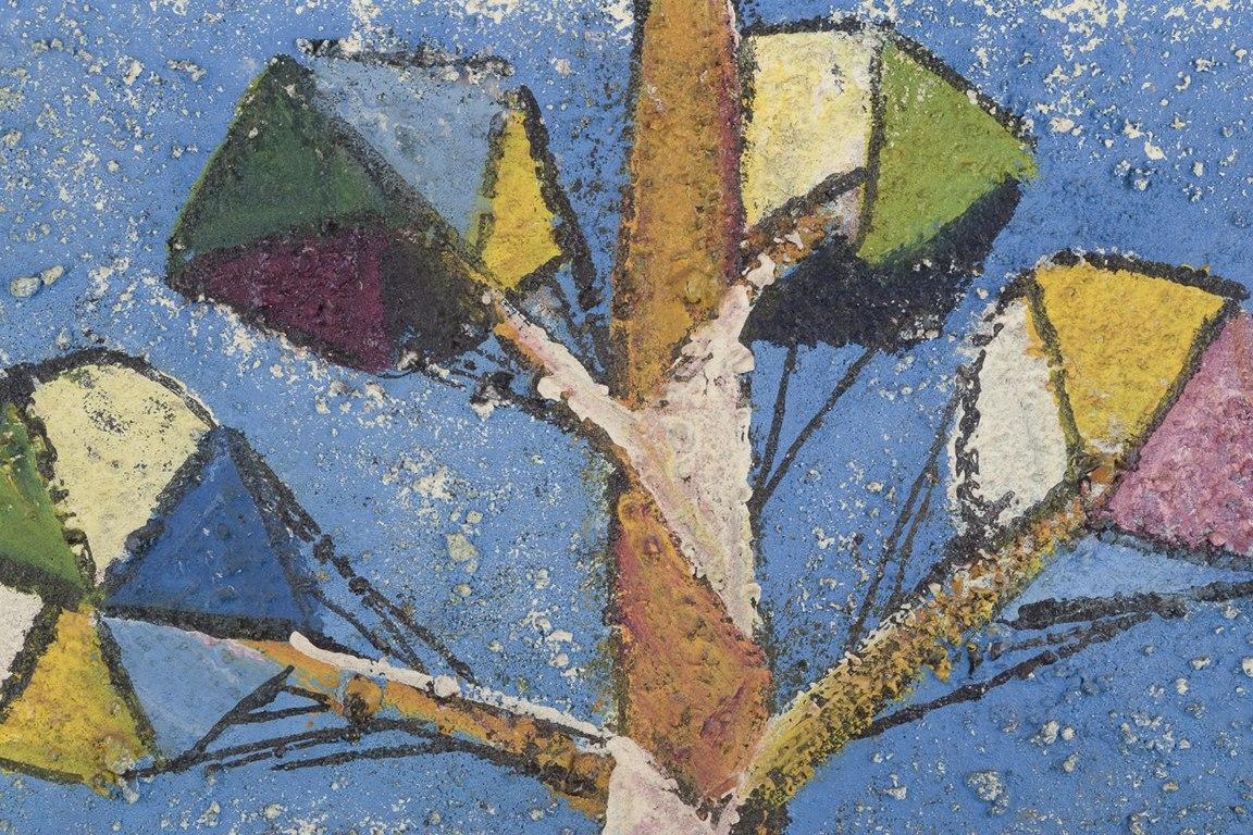 Finnish artist. Oil on canvas. Motif of a tree in cubist style. 1960s In Excellent Condition For Sale In København, Copenhagen
