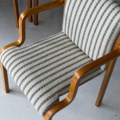 Finnish Bentwood Striped Armchairs by Stendig