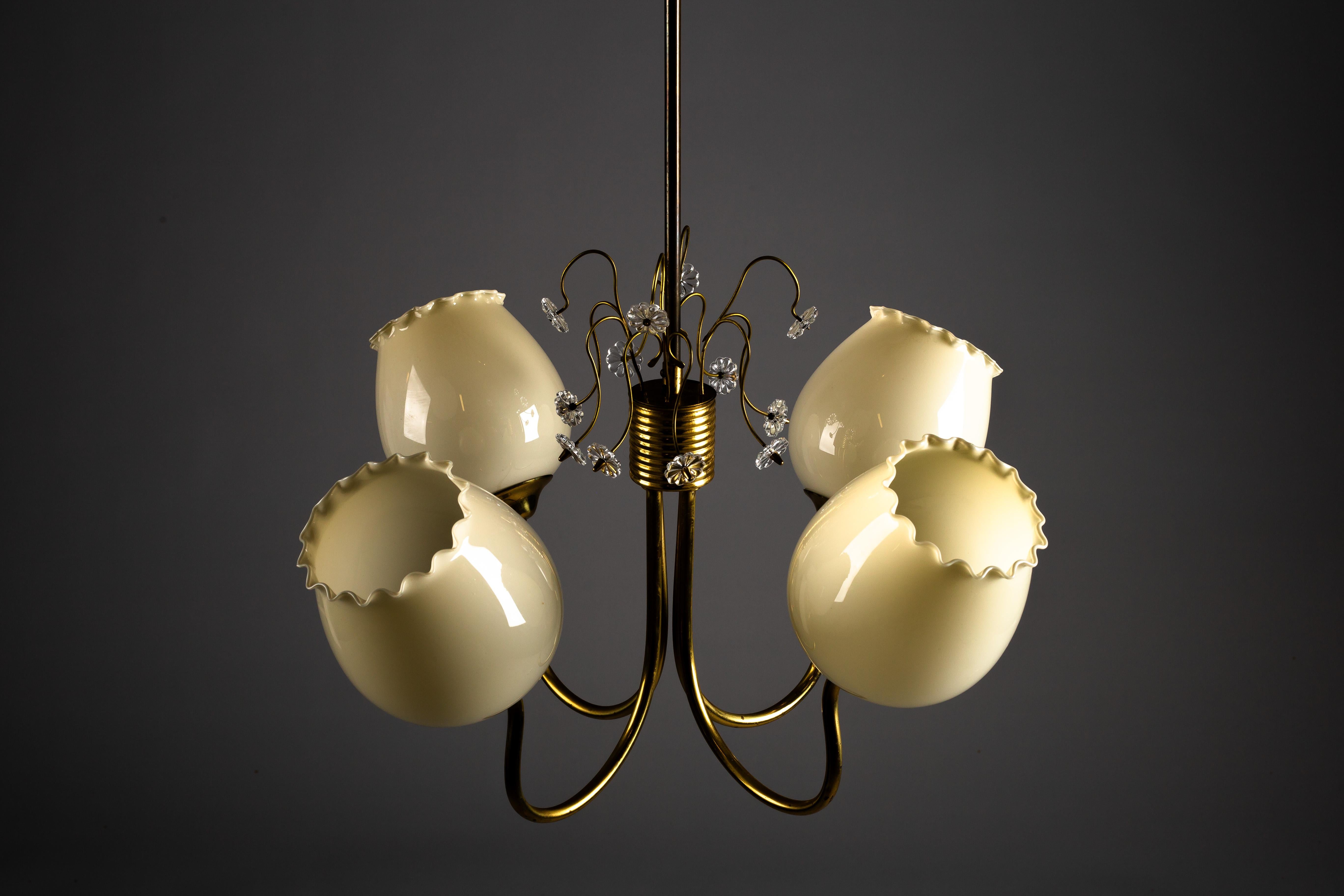 Finnish brass chandelier ER79 by Itsu, 1950s en venta 5