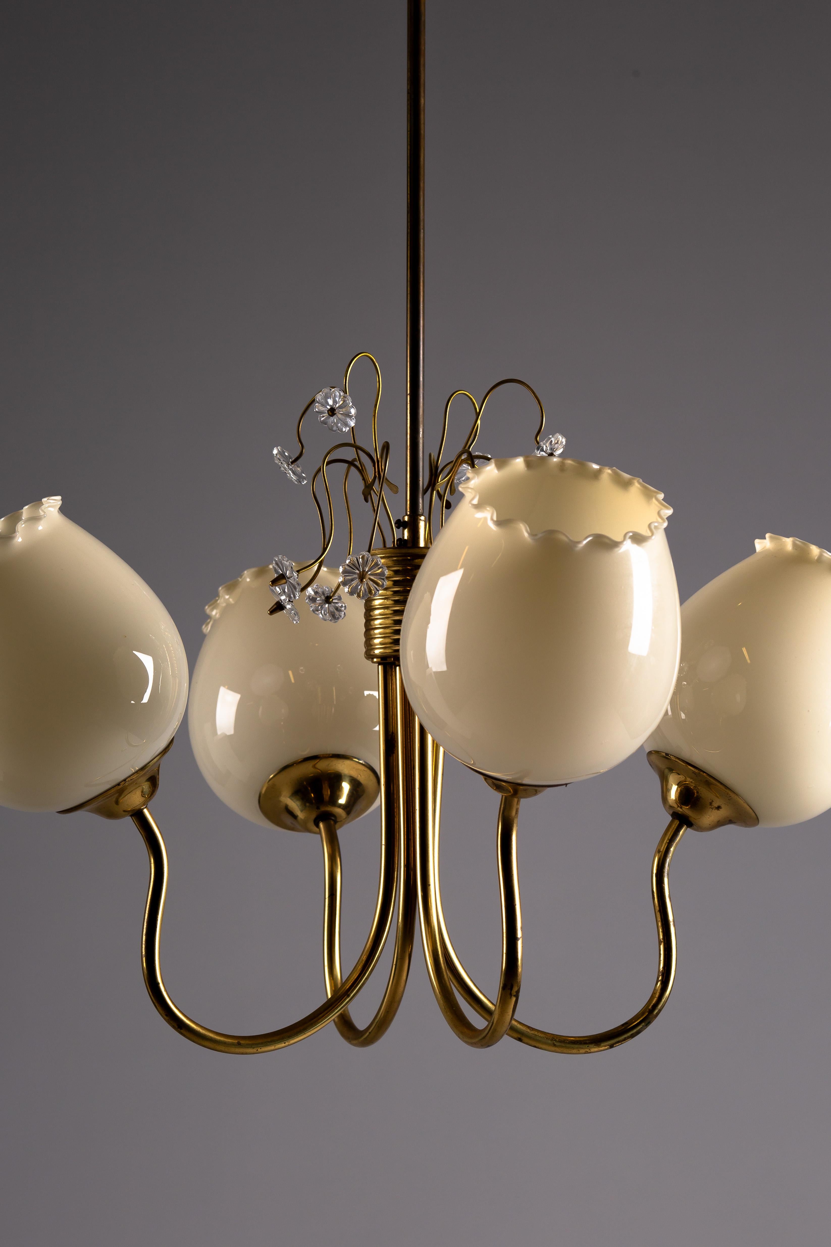 Finnish brass chandelier ER79 by Itsu, 1950s en venta 7