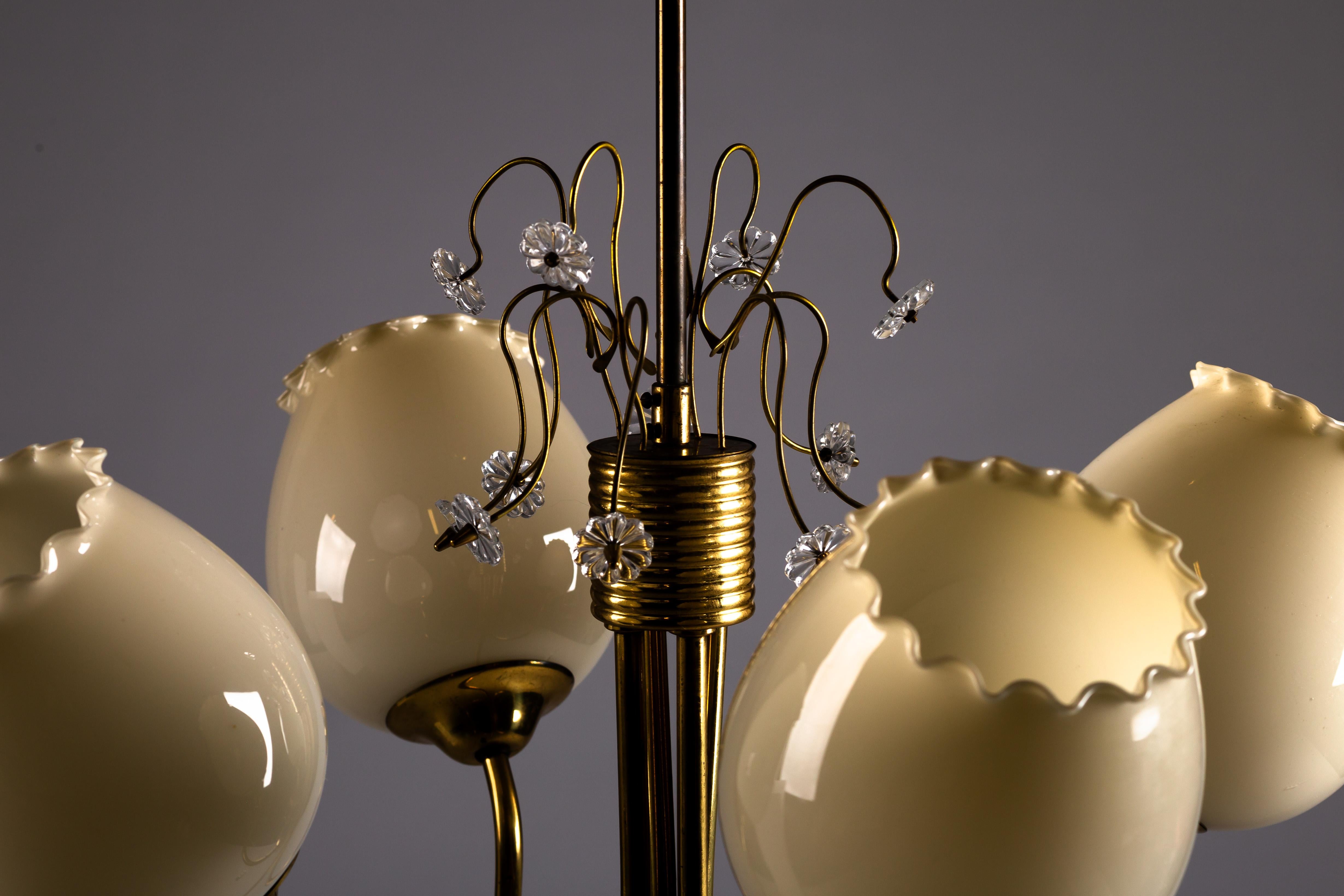 Finnish brass chandelier ER79 by Itsu, 1950s en venta 9