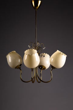 Finnish brass chandelier ER79 by Itsu, 1950s