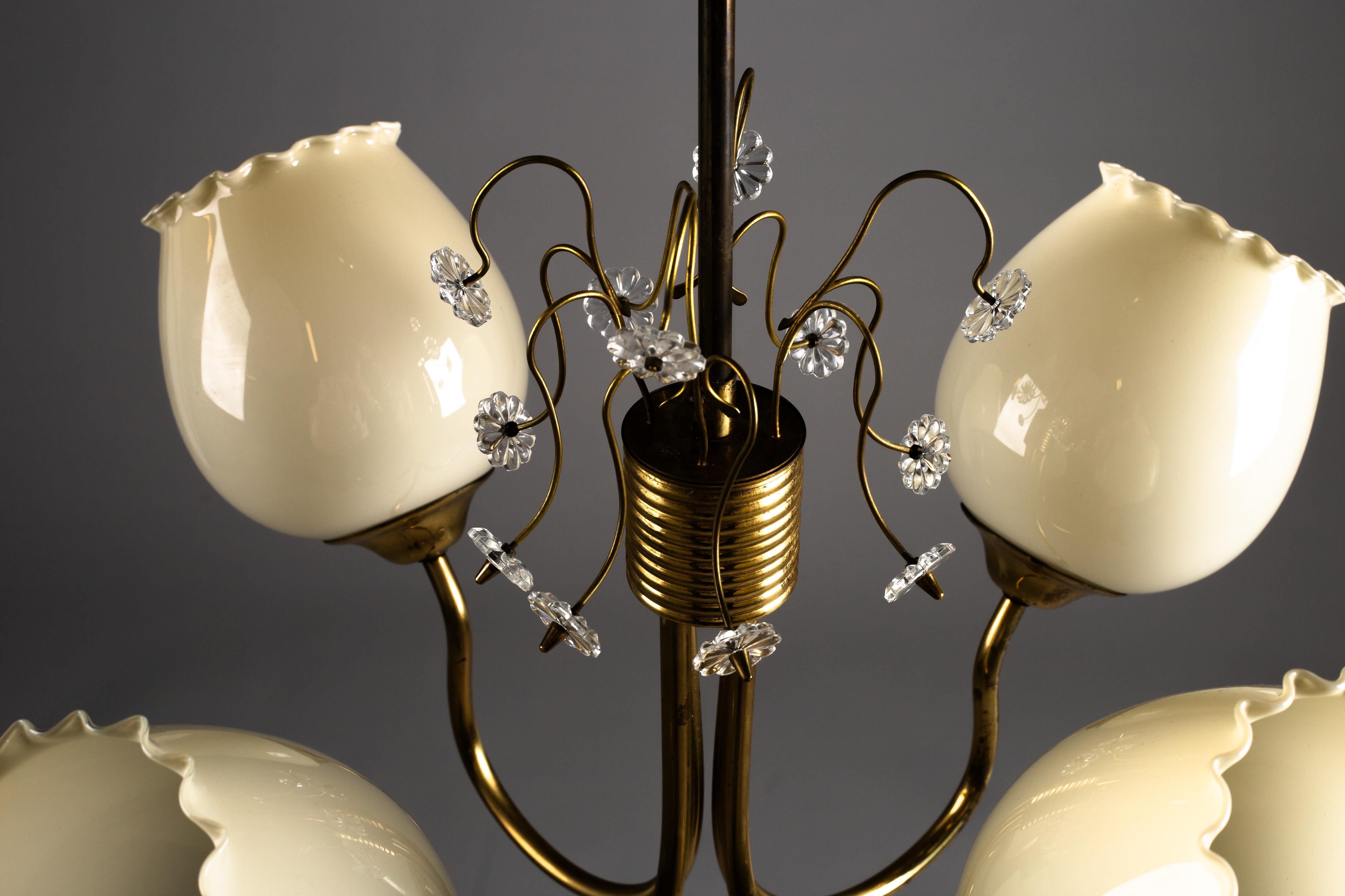 Finnish brass chandelier ER79 by Itsu, 1950s en venta 2