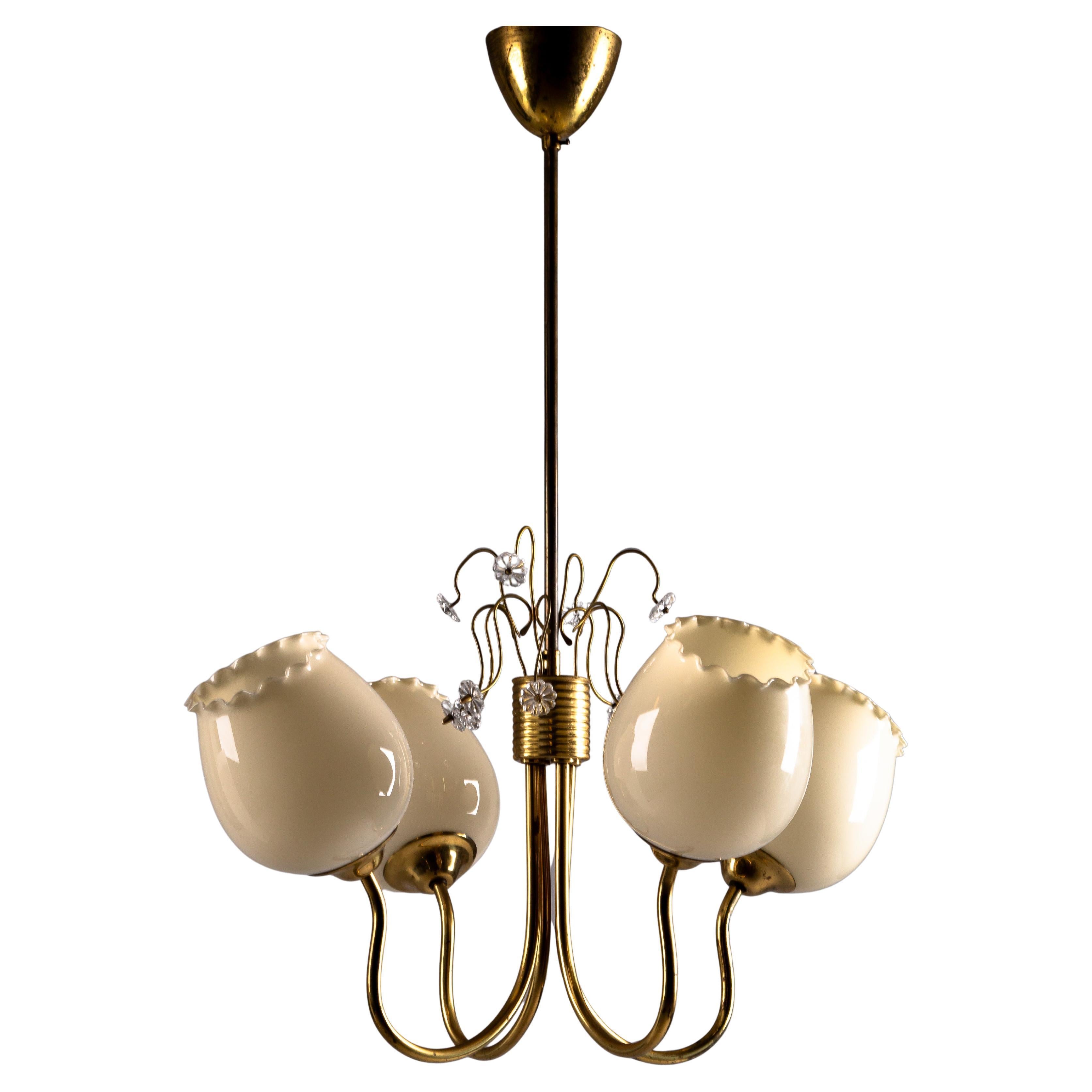 Finnish brass chandelier ER79 by Itsu, 1950s en venta