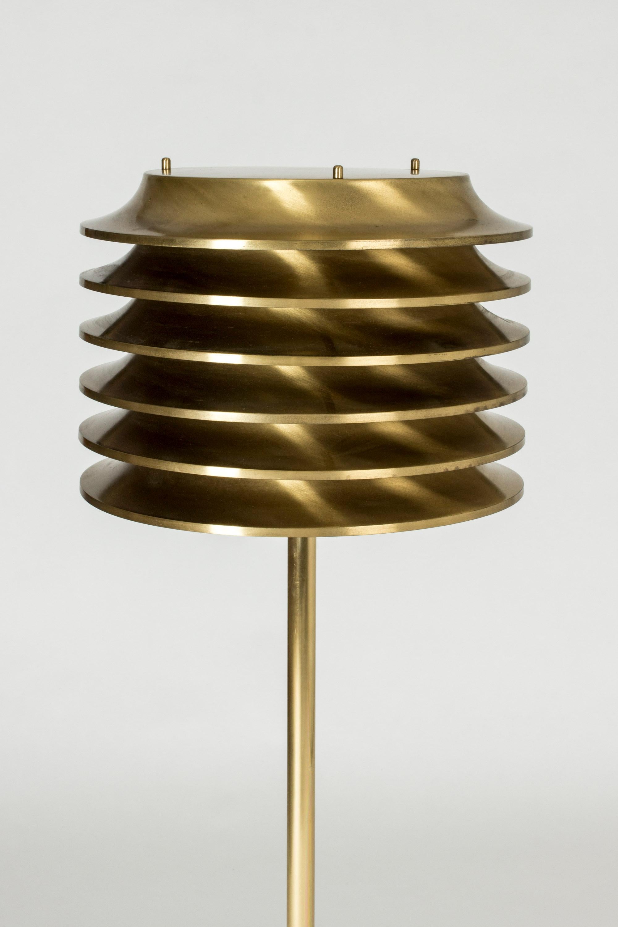 Scandinavian Modern Finnish Brass Floor Lamp by Kai Ruokonen for Orno, 1970s