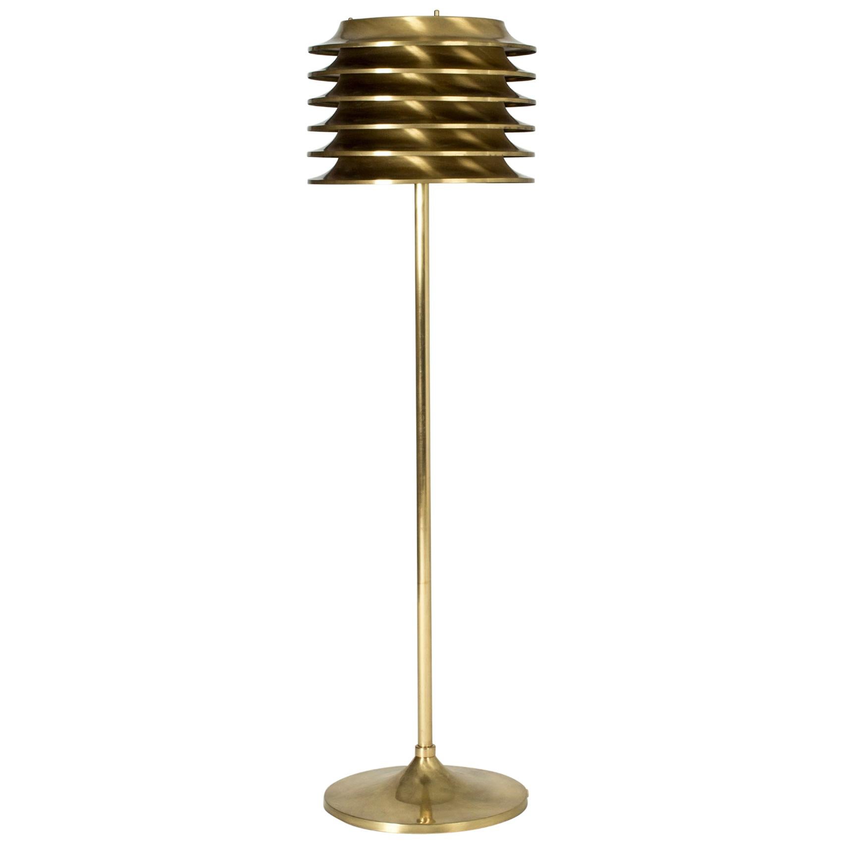 Finnish Brass Floor Lamp by Kai Ruokonen for Orno, 1970s