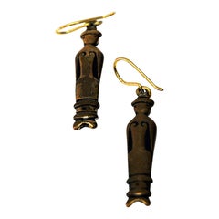 Finnish Bronze Pair of People Ear Rings by Kirsti Ilvessalo, Kalevala Koru, 1950