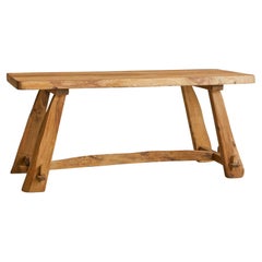 Finnish Brutalist Elm Dining Table Attributed to Olavi Hänninen, 1960s