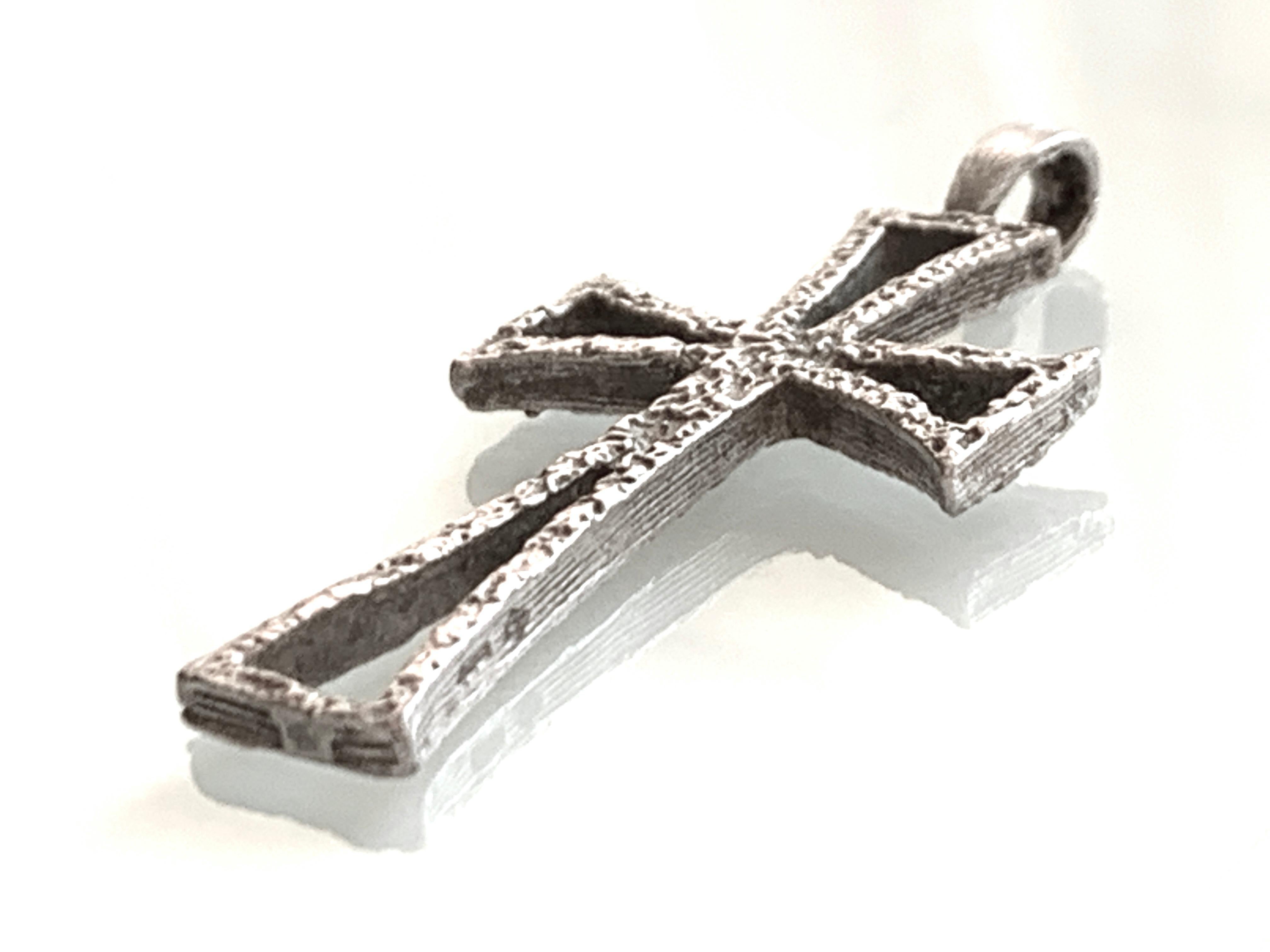 Artisan Finnish Brutalist Silver Textured Cross