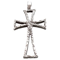 Finnish Brutalist Silver Textured Cross