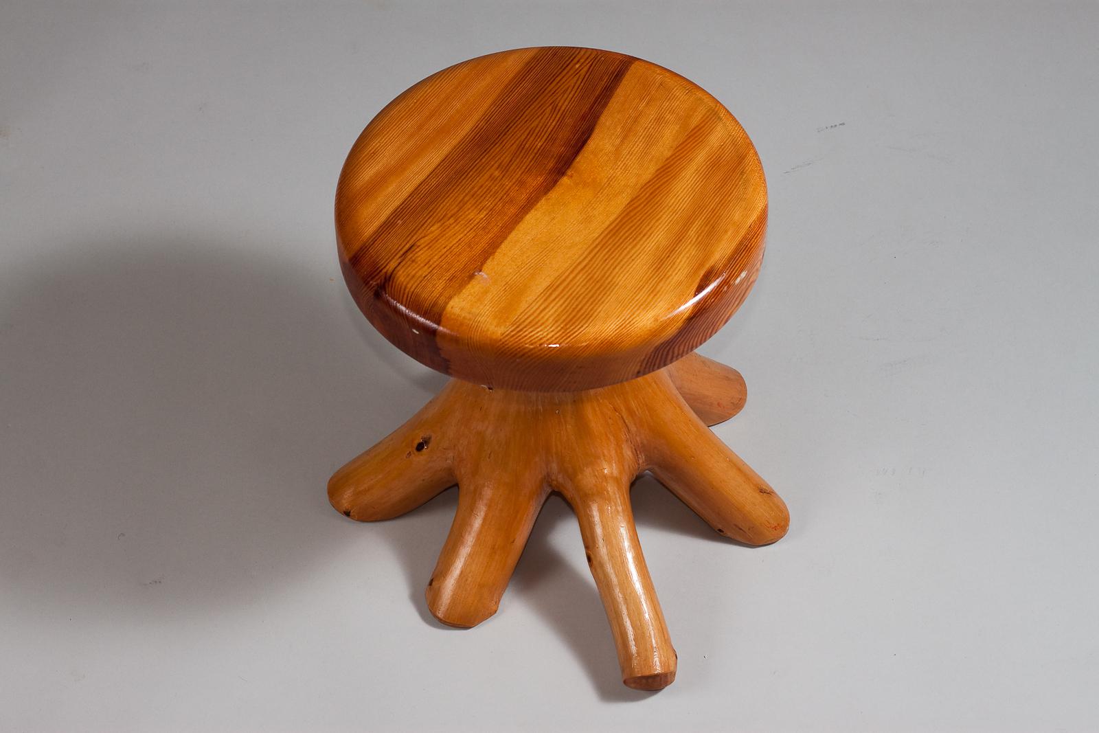 20th Century Finnish c. 1960's children's solid pine branch stool For Sale