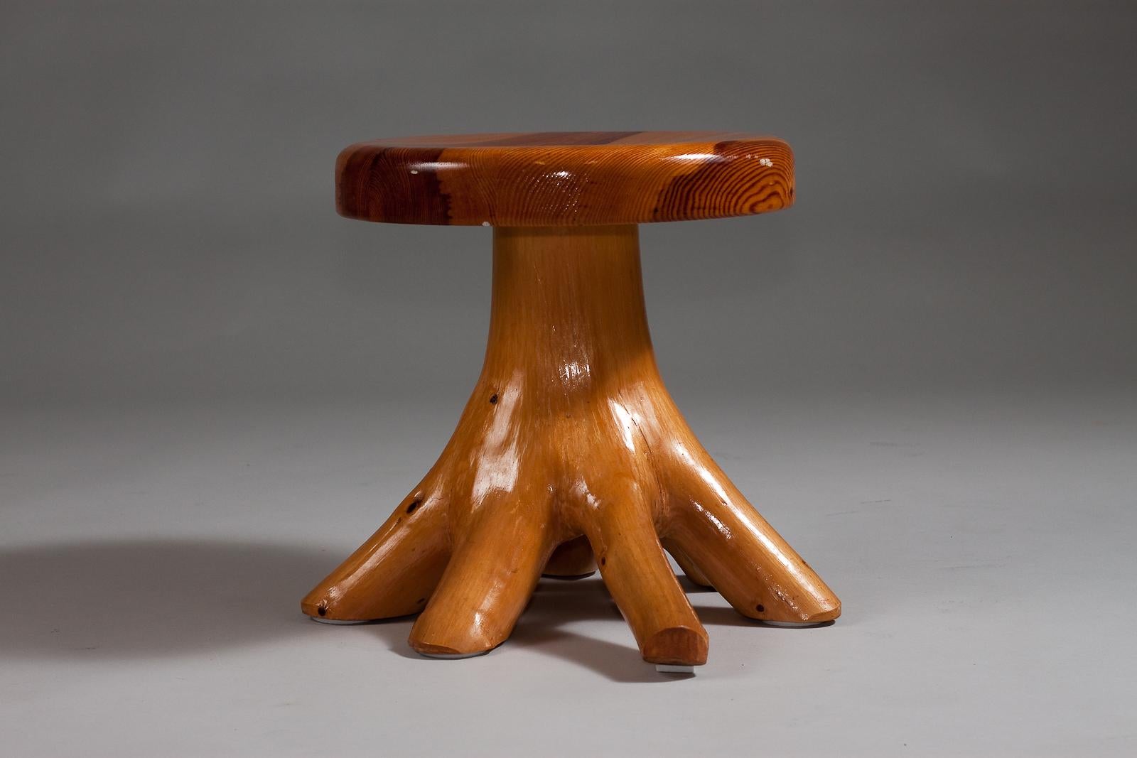 Pine Finnish c. 1960's children's solid pine branch stool For Sale